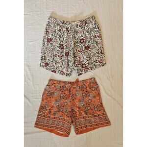 J. Jill Cream Floral/ Orange Paisley Women's Shorts Size Small Lot Of 2